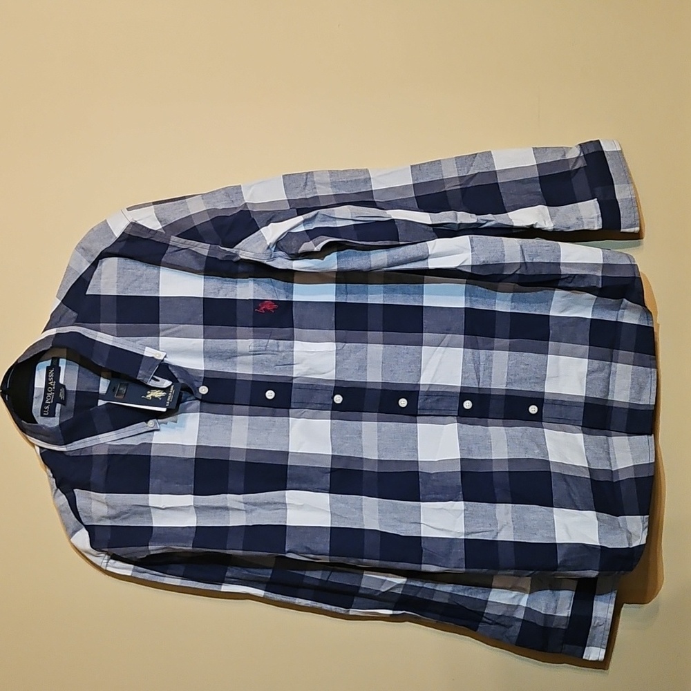 U.S. Polo Assn. Men's Navy and White Plaid Shirt